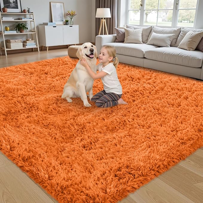 8x10 Area Rug for Living Room:Ultra Soft Fluffy Shag Brown Rugs, Large Fuzzy - Image 4