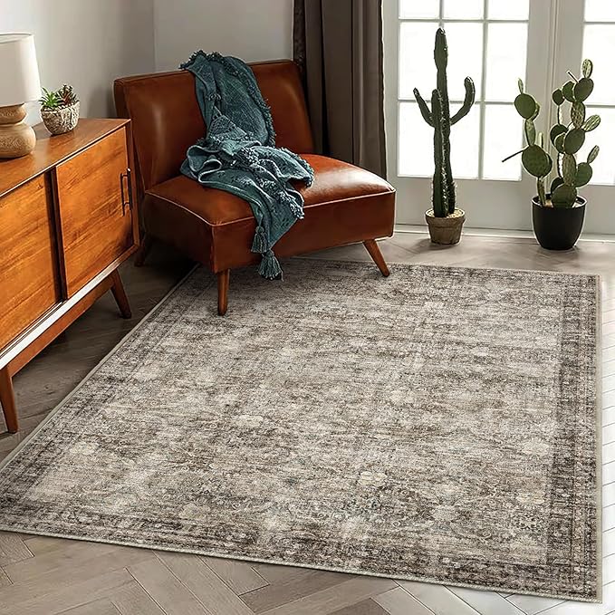 CHAMPLANT Washable Area Rug 4'x6' Vintage Traditional Floor Cover Foldable Thin - Image 2