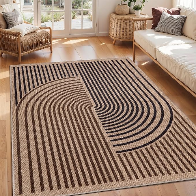 Tangsoo Easy Jute 4x6 Rug for Patio, Non-Slip Dark Brown Indoor Outdoor Carpet by Tangsoo