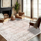 CHAMPLANT Washable Area Rug 9'x12' Retro Boho Design Non-Shedding Easy Care by CHAMPLANT