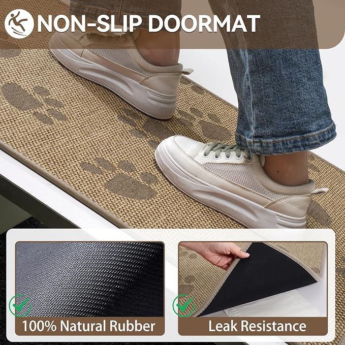 YDKGL Door Mat Indoor Entrance 17"x30", 0.16" Thin Paw Print Low Pile Doormat - Image 5