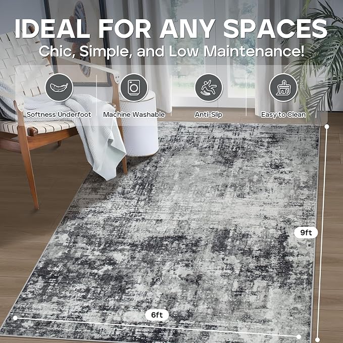 6x9 Area Rugs for Living Room Rug Washable: Modern Rug for Dining Room Bedroom - Image 2