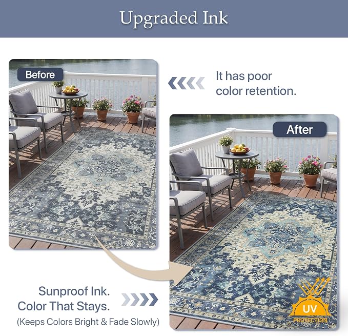 GENIMO Outdoor & Indoor Area Rug 5'x8', Waterproof, Non-Shedding, Easy Cleaning - Image 5