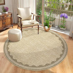GarveeHome Scalloped Jute Print 6 ft Round Rug Washable Non-Slip Soft by GarveeHome