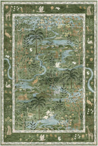 Washable Area Rug 5x7 Green Animal Print Rugs - Image 4