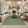 GarveeHome Scalloped Sage Green Washable Rugs 10x13 Rug by GarveeHome