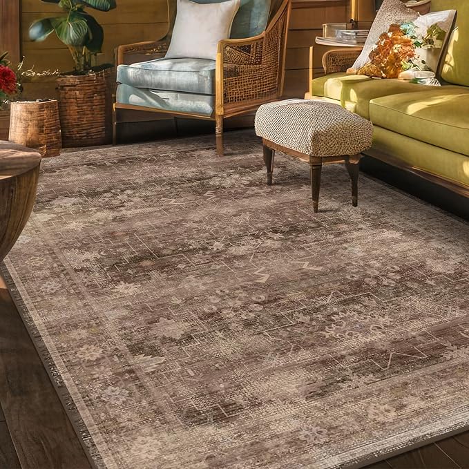 Hazo Haus Boho Taupe Brown 5x7 Living Room Rug - Image 3