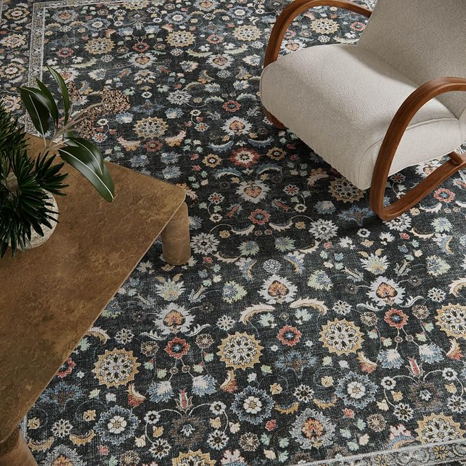 Washable Area Rugs for Living Room: 8x10 Bedroom Rug Vintage Boho Area Rug - Image 4