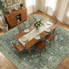 RELEANY Area Rugs Square 10ft Washable Non-Slip, Floral Vintage Distress by RELEANY