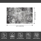 4x6 Washable Non-Slip Area Rug – Modern Abstract Neutral Small Carpet - Image 2