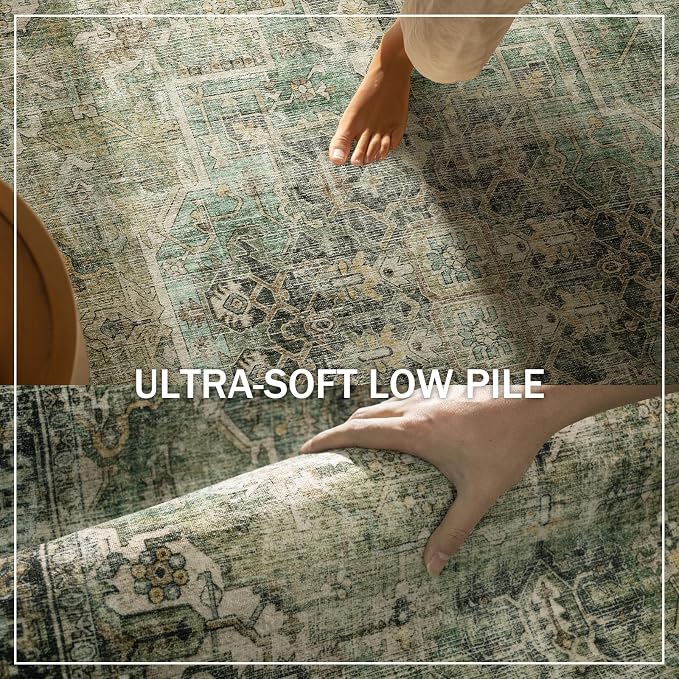 5x7 Area Rugs for Living Room: Washable Bedroom Rug Boho Vintage Rugs Stain - Image 5
