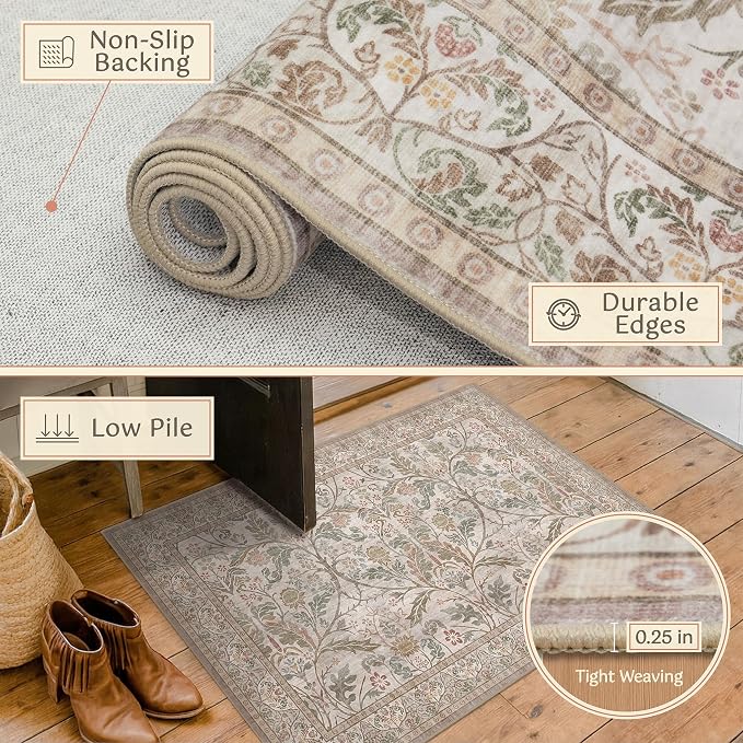 Moss Green Washable Entry Rugs 2x3, Indoor Door mat, Throw Small Rug - Image 5