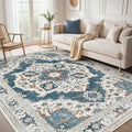 10x12 Washable Area Rug: Vintage Neutral Soft Non Slip Thin Large Floor Carpet by MICGEEK