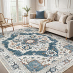 10x12 Washable Area Rug: Vintage Neutral Soft Non Slip Thin Large Floor Carpet by MICGEEK