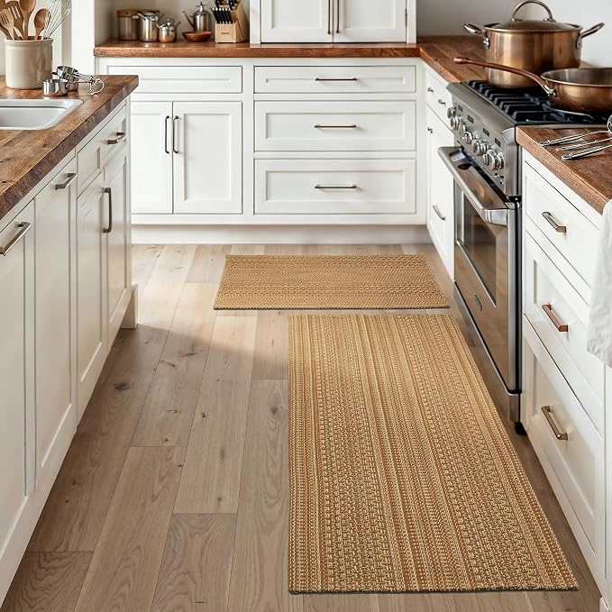 MatEssenz Cotton Blend Kitchen Rug Set 2 Piece, American Country Woven Runner - Image 3