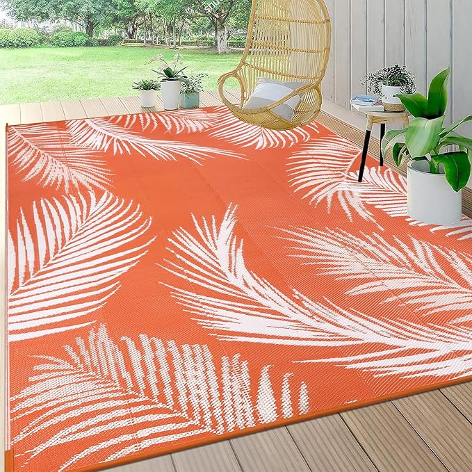 Pauwer Waterproof Outdoor Rug 8x10, Reversible Plastic Straw Patio Camping Rug by Pauwer