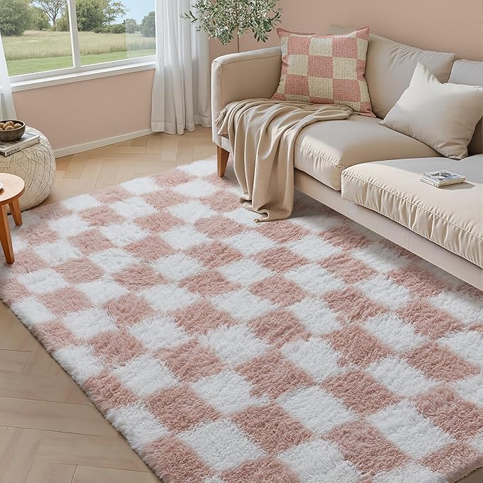 PureCozy Checkered Rug 5x7 for Living Room by PureCozy