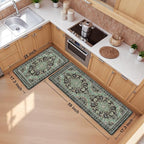 Boho Kitchen Mats for Floor 2 Piece Set Anti Fatigue Cushioned PVC Kitchen Rugs - Image 2