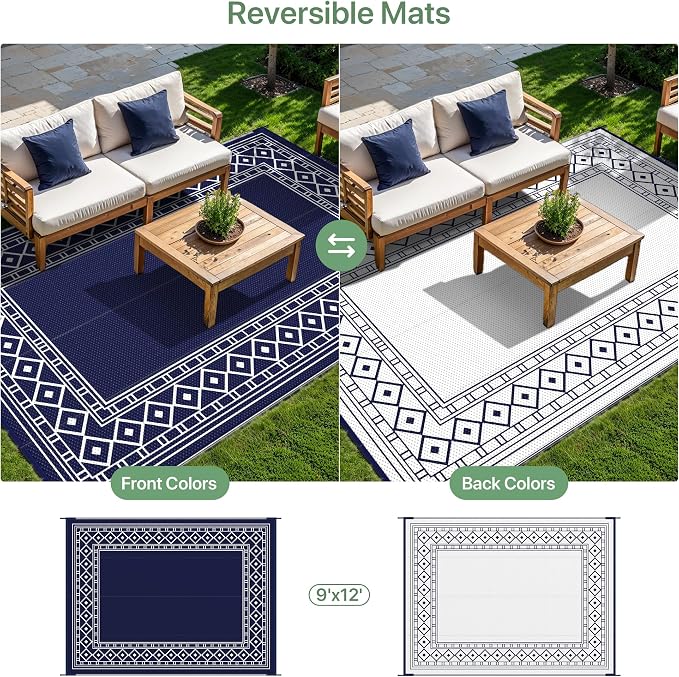 GENIMO Outdoor Rug Waterproof for Patio Decor, Outside Area Mat for Rv - Image 4
