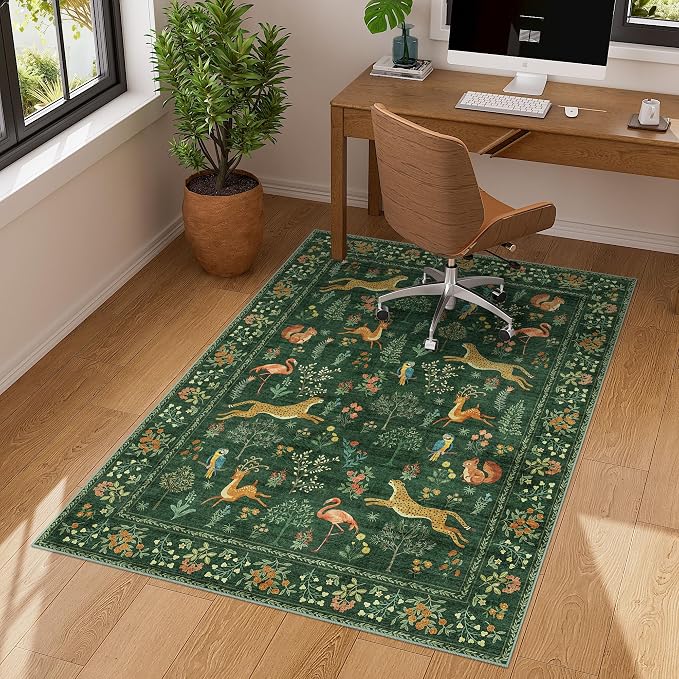 DUKINO 3x4 Washable Entryway Rug, Vintage Animal Ultra Soft Kitchen Area Rug - Image 3