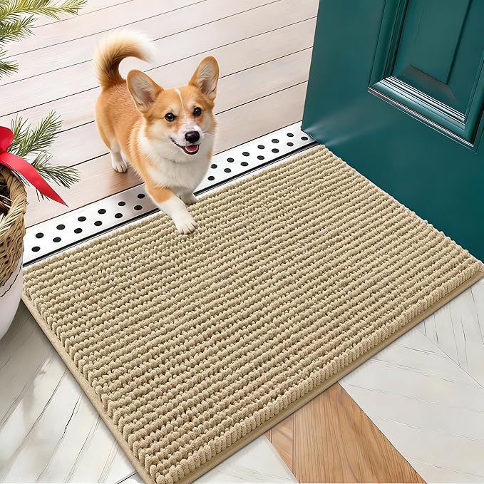 OLANLY Dog Door Mat for Muddy Paws 24x16, Ultra Absorbent Chenille Mud Doormat by OLANLY