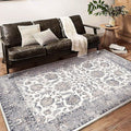 CHAMPLANT Washable Area Rug 5x7 Retro Boho Chic Medallion Distressed Design by CHAMPLANT