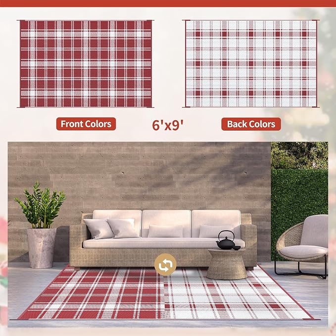 GENIMO Waterproof Outdoor Rug for Patio Clearance, Lightweight RV Camping Mat - Image 2