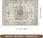 befbee 8x10 Area Rugs for Living Room, Stain Resistant Neutral Washable Rugs - Image 2