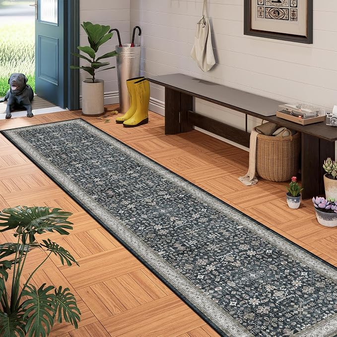 Ashen Washable 2x10 Hallway Runner Rug by WelcometoBabovid