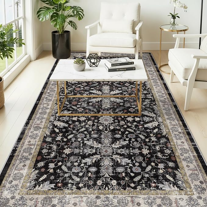 4x8 Rug Washable for Entryway Kitchen – Non-Slip Rubber Backed Area Rug for by BYYVOORugsforYourHome
