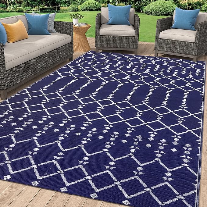 Smiry Outdoor Rug 6x9 ft, Waterproof Reversible Plastic Straw Rugs, Boho by Smiry