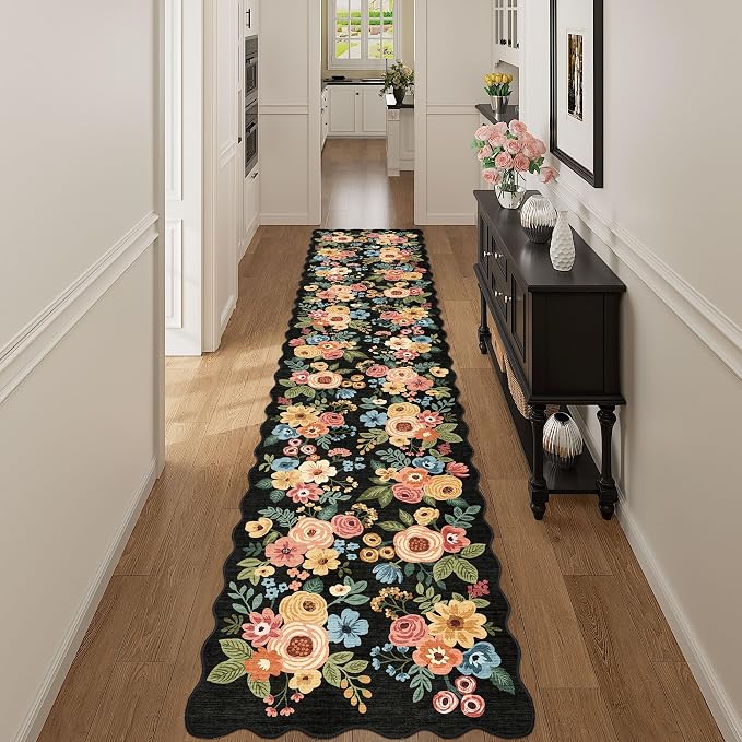 DUKINO 2x12 Runner Rug for Hallway, Soft Floral Washable Kitchen Runner Rug - Image 9