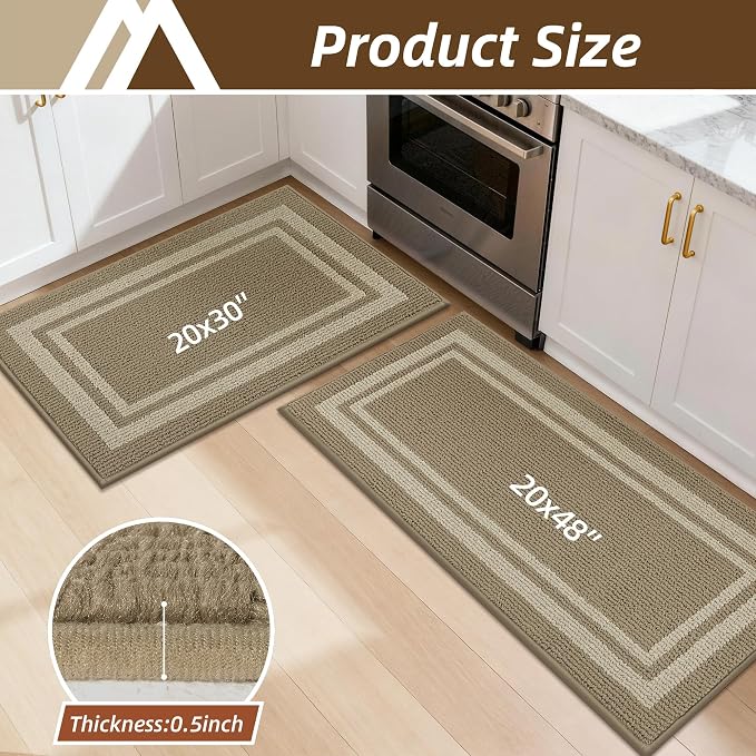 COSY HOMEER Kitchen Rugs Sets 2PCS, Non-Slip Washable Kitchen Mats - Image 2