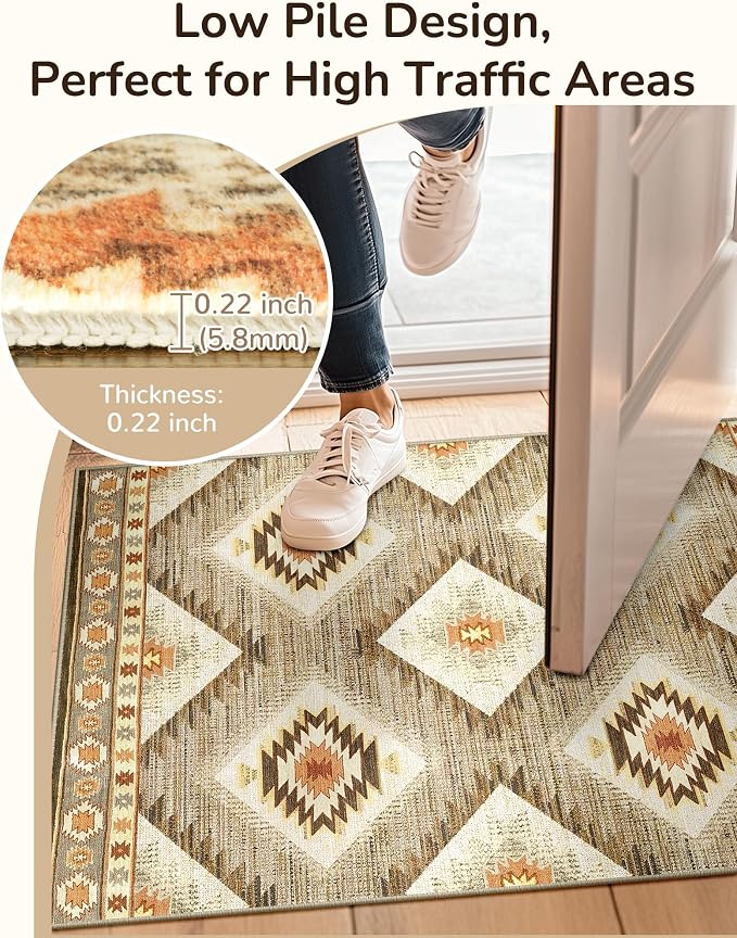 BESTSWEETIE Area Rug 7x9Rug Machine Washable Non-Slip Low Pile Print Pattern - Image 5