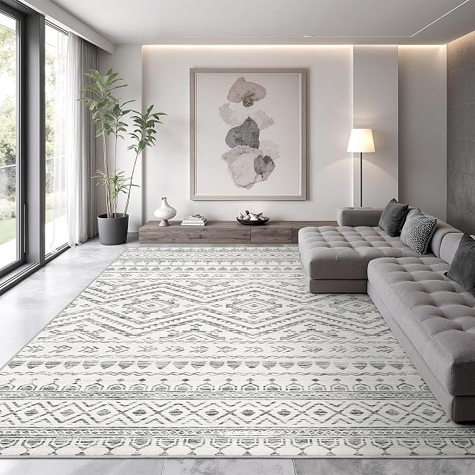 Miukiki 9x12 Area Rug for Living Room Moroccan Washable Rugs Non Slip Indoor - Image 5