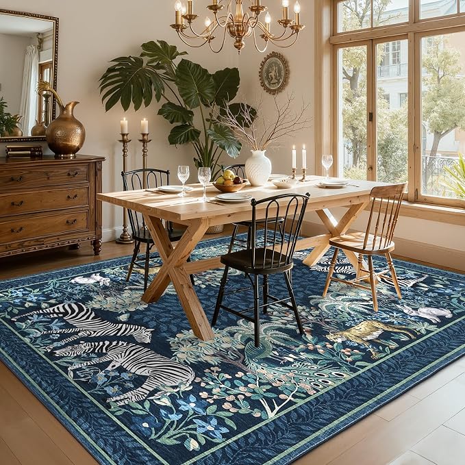 GarveeHome Zebra Teal Washable Rugs 5x7 - Image 3
