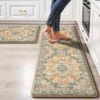 Boho Kitchen Mats for Floor 2 Piece Set Anti Fatigue Cushioned PVC Kitchen Rugs by tubeamin