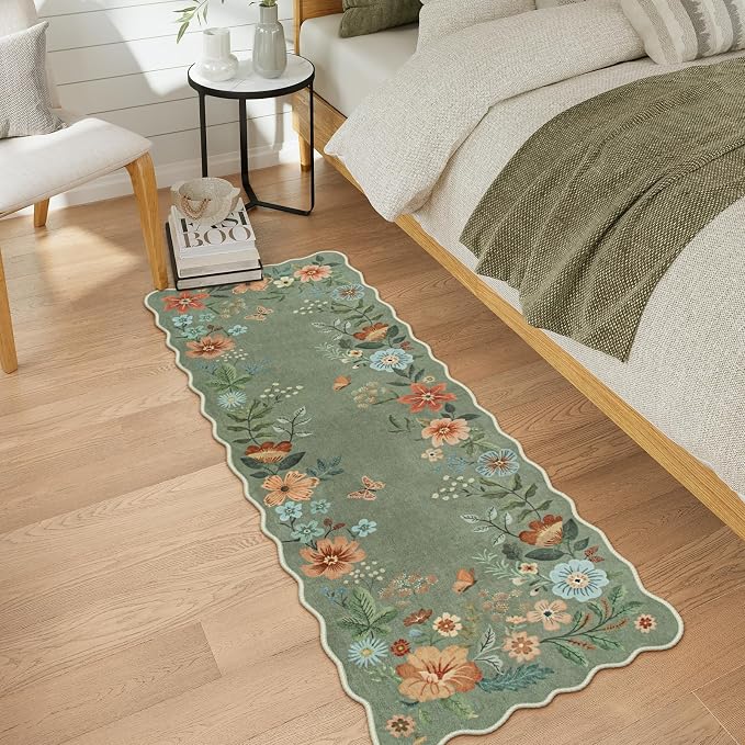 Lahome Floral Washable Runners for Hallways, 2x5 Kitchen Runner Ultra-Thin - Image 2