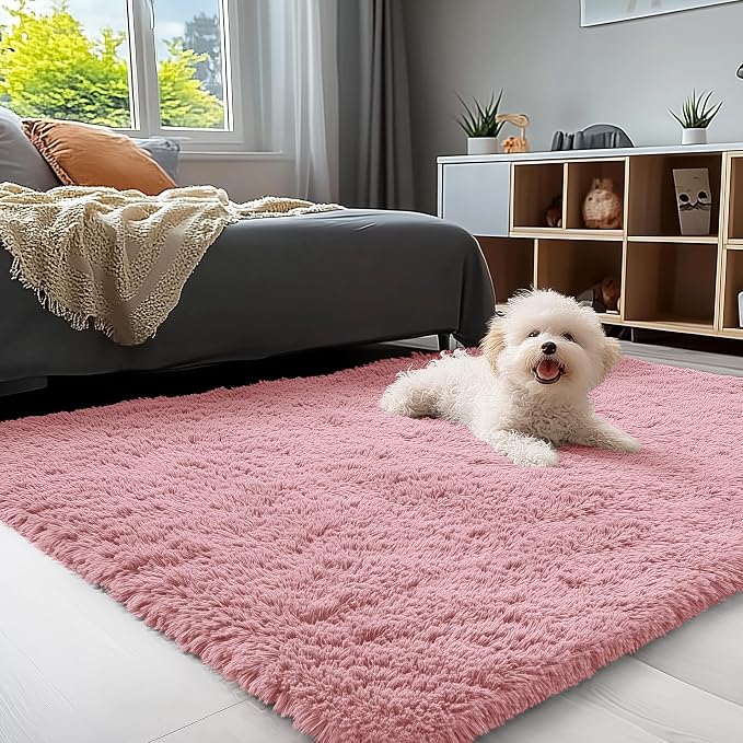 OLANLY 3x5 Machine Washable Small Bedside Rug, Soft Fluffy Shaggy Rugs by OLANLY