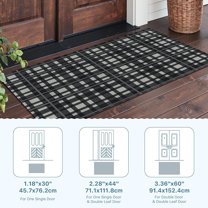 GENIMO Christmas Door Mat 18X30 Inch Buffalo Plaid Christmas Decor Rug Outdoor - Image 5