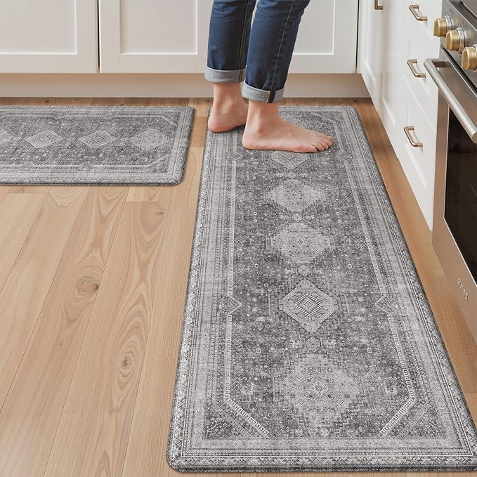GENIMO Kitchen Mats for Floor 2PCs, Washable Anti Fatigue Mat for Cushioned by GENIMO