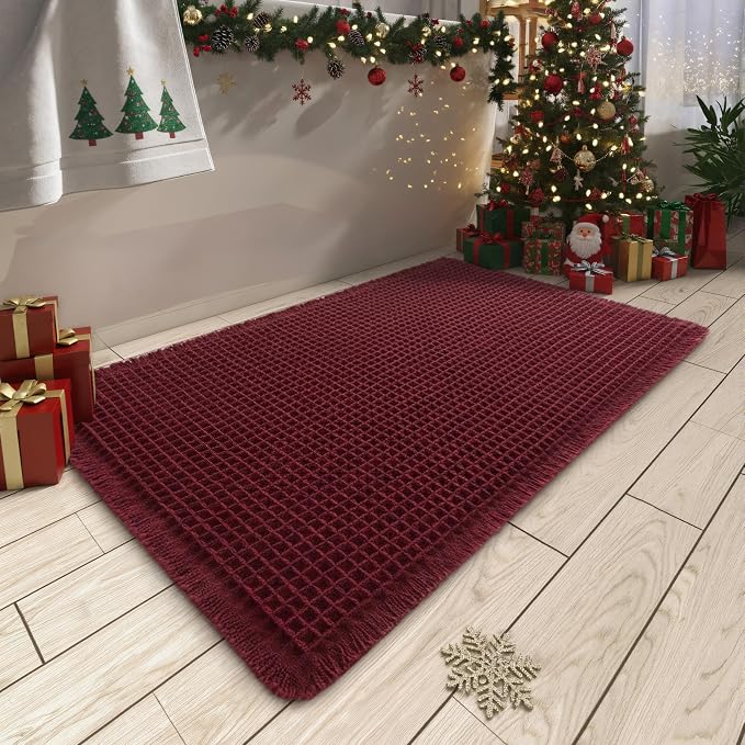 AMOAMI Upgraded Waffle Bath Mat, Super Absorbent Non Slip Bath Mats by AMOAMI