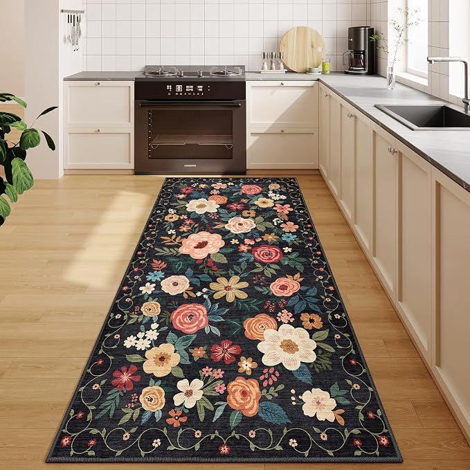 DUKINO 3x6 Runner Rug, Washable Soft Floral Hallway Runner Rug - Image 9