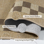 LIVEBOX Scalloped Easy Jute Checkered 3x5 Outdoor Rug, Washable Non-Slip Tan - Image 5
