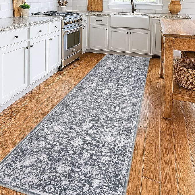 KILOCOCO Hallway Runner 3x10 Rug Runner Printed Vintage Floral Washable Kitchen - Image 8