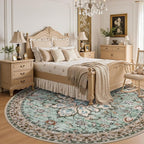Round Area Rug for Living Room: 6ft Washable Vintage Boho Soft Thin Circle Rug - Image 4