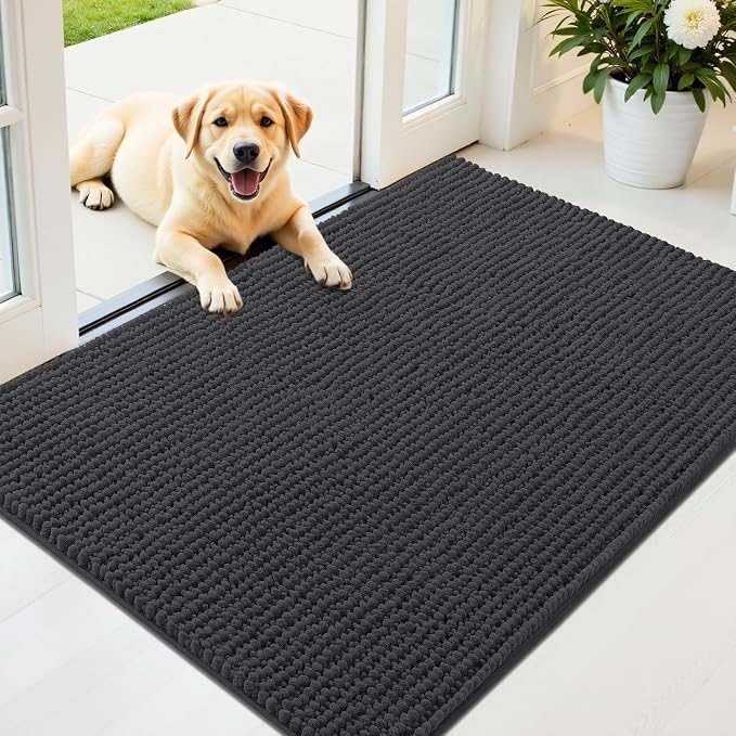 OLANLY Dog Door Mat for Muddy Paws 44x32, Ultra Absorbent Chenille Mud Doormat by OLANLY