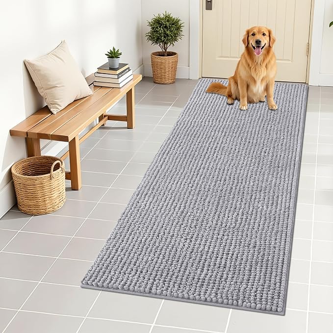 OLANLY Dog Door Mat for Muddy Paws 59x24, Ultra Absorbent Chenille Mud Doormat by OLANLY