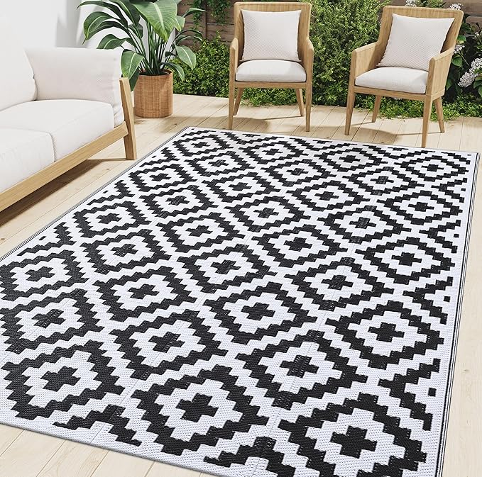 Smiry Waterproof Outdoor Rug 8x10 ft, Reversible Plastic Straw Patio Camping by Smiry
