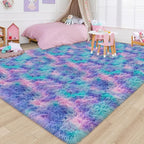 Purple Rainbow Fluffy Soft Area Rug 8x10 ft Plush Furry Rugs by TENNOLA